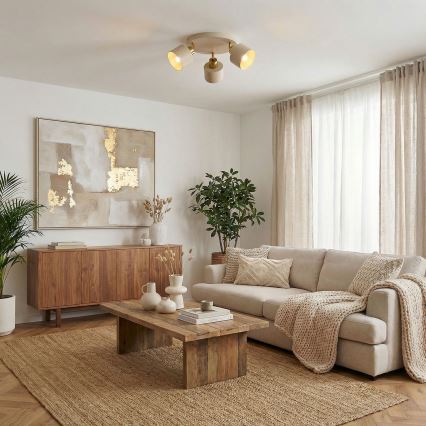 Virziena gaismeklis PARKLA 3xE27/15W/230V bēšs/zeltains