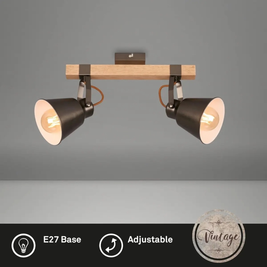 Virziena gaismeklis RETRO 2xE27/40W/230V brūns