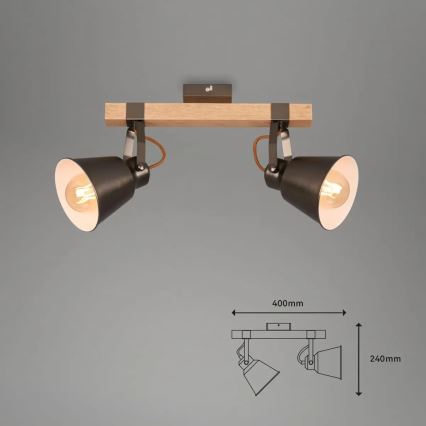 Virziena gaismeklis RETRO 2xE27/40W/230V brūns