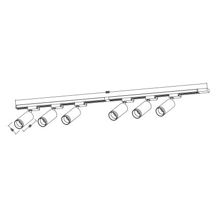 Virziena gaismeklis sliedžu sistēmai PIPE, 6xGU10/10W/230V, melns