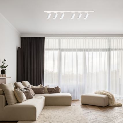 Virziena gaismeklis sliežu sistēmai MICA 6xGU10/10W/230V balts/matēts hroms