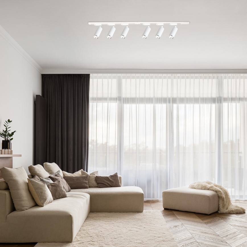 Virziena gaismeklis sliežu sistēmai MICA 6xGU10/10W/230V balts/matēts hroms