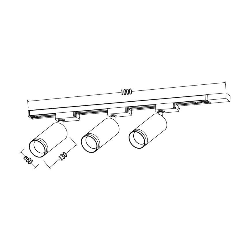 Virziena gaismeklis sliežu sistēmai PIPE 3xGU10/10W/230V, balts