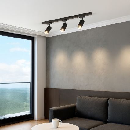 Virziena gaismeklis sliežu sistēmai PIPE 3xGU10/10W/230V, melns