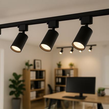 Virziena gaismeklis TIGER 1-fāzes sliedes sistēmai 1xGU10/10W/230V, melns