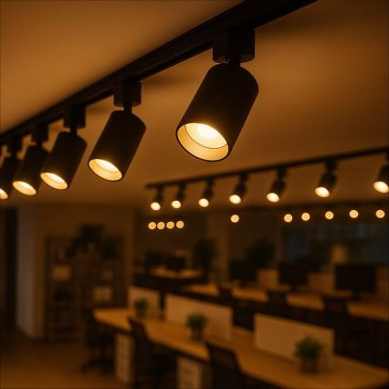 Virziena gaismeklis TIGER 1-fāzes sliedes sistēmai 1xGU10/10W/230V, melns