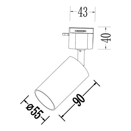 Virziena gaismeklis TIGER 1-fāzes sliedes sistēmai 1xGU10/10W/230V, melns