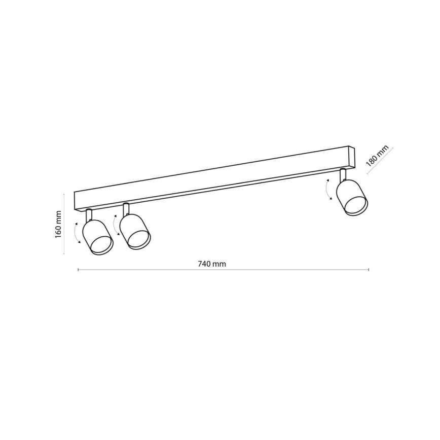 Virziena lampa TOP 3xGU10/10W/230V melna/zelta