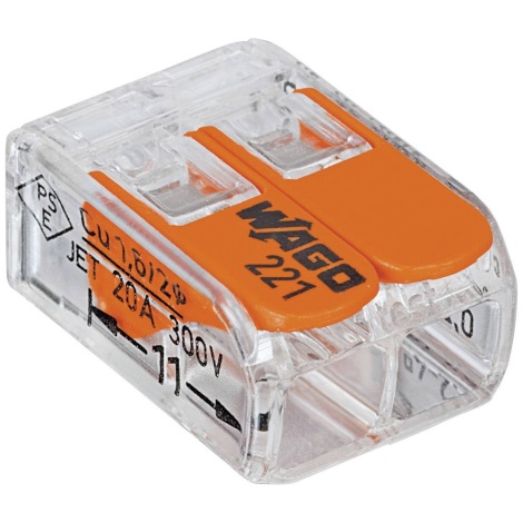 WAGO 221-412 - Sadales spaile COMPACT 2x4 450V oranža
