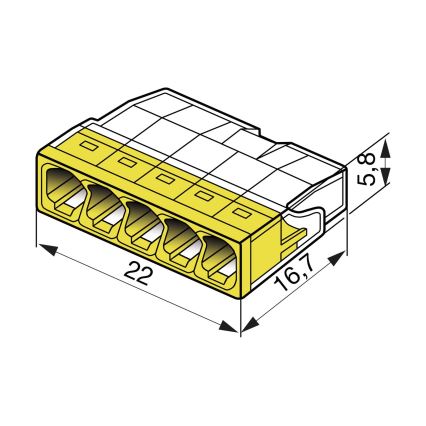 WAGO 2273-205 - Sadales kastes spaile COMPACT 5x2,5 450V dzeltena