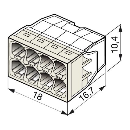 WAGO 2273-208 - Sadales kastes spailes COMPACT 8x2,5 450V balta