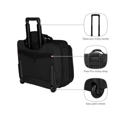 Wenger - Ceļojumu bagāža uz riteņiem 29 l + portatīvā datora apvalks 15,6" Granada melna