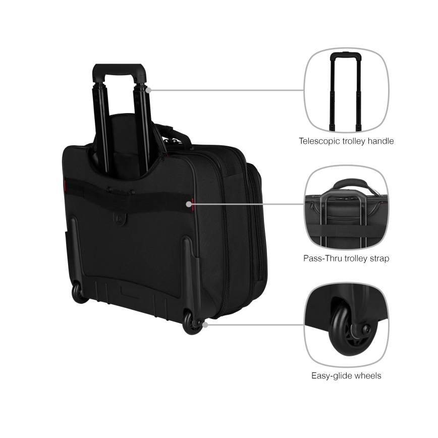 Wenger - Ceļojumu bagāža uz riteņiem 29 l + portatīvā datora apvalks 15,6" Granada melna
