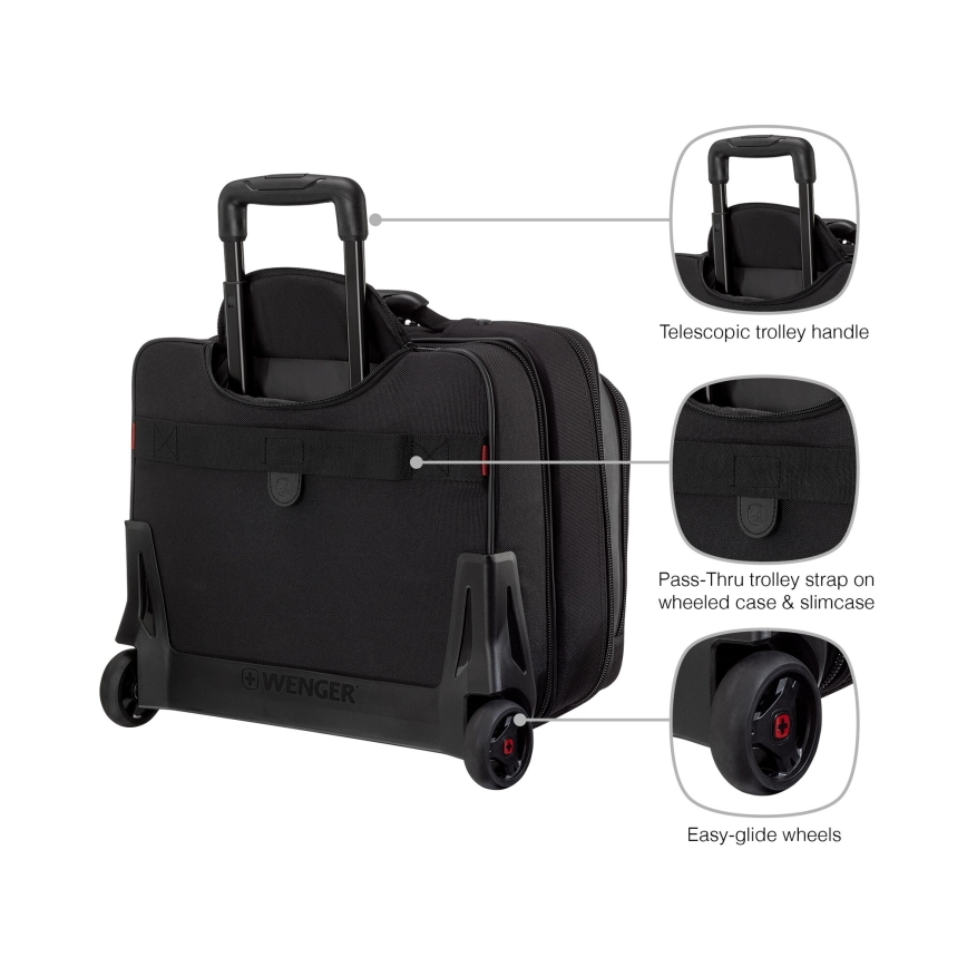 Wenger - Ceļojumu koferis uz ritentiņiem 23 l 17" + portatīvā datora soma 15,4" Potomac melna