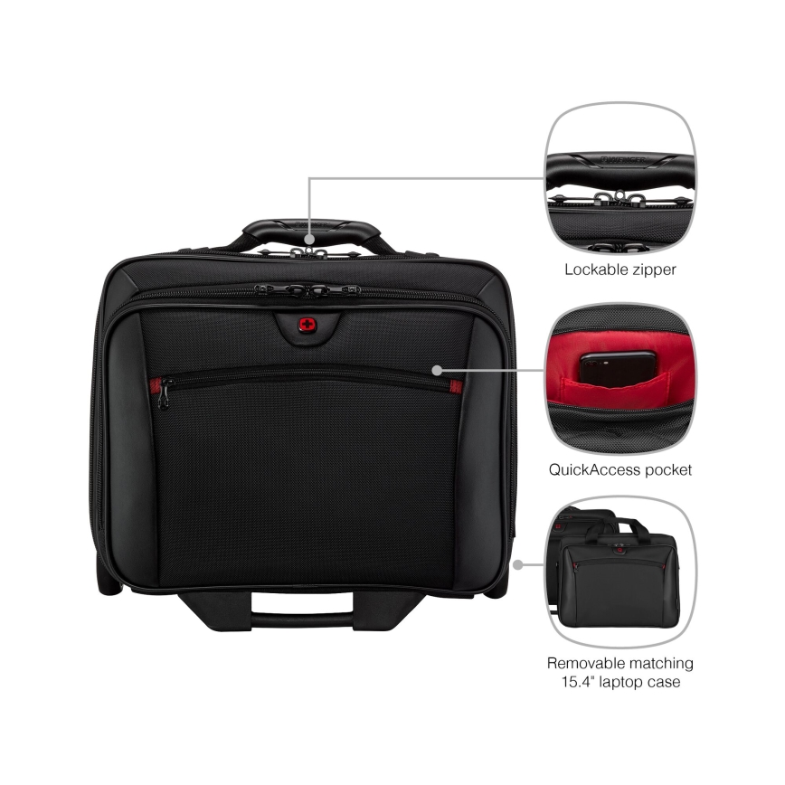 Wenger - Ceļojumu koferis uz ritentiņiem 23 l 17" + portatīvā datora soma 15,4" Potomac melna
