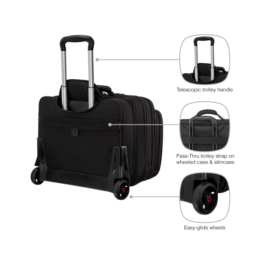 Wenger - Ceļojumu koferis uz ritentiņiem 25 l 17" + portatīvā datora soma 15,6" Patriot melna
