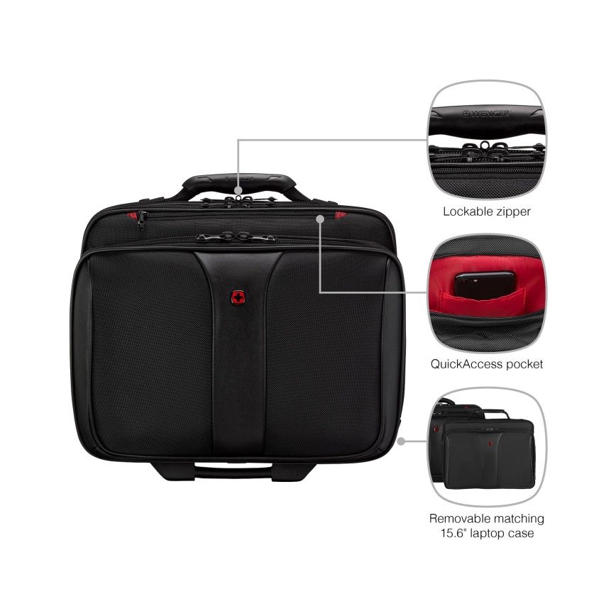 Wenger - Ceļojumu koferis uz ritentiņiem 25 l 17" + portatīvā datora soma 15,6" Patriot melna