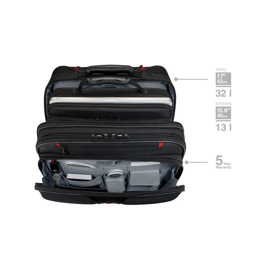 Wenger - Ceļojumu koferis uz ritentiņiem 25 l 17" + portatīvā datora soma 15,6" Patriot melna
