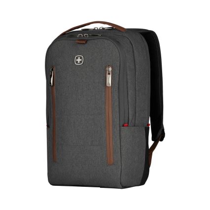 Wenger - Portatīvā datora mugursoma 15 l 16" ar planšetdatora kabatu 12" + šķērssoma City Upgrade 2in1 pelēka