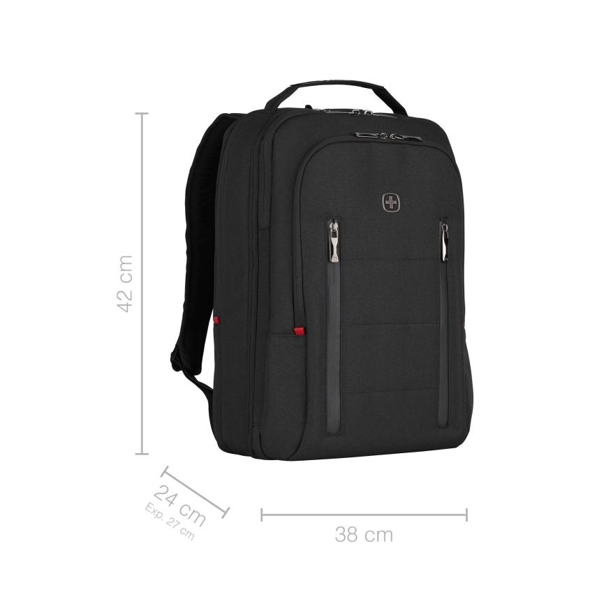 Wenger - Portatīvā datora mugursoma 16 l 16" ar planšetdatora kabatu 12" Pilsēta Traveler melna