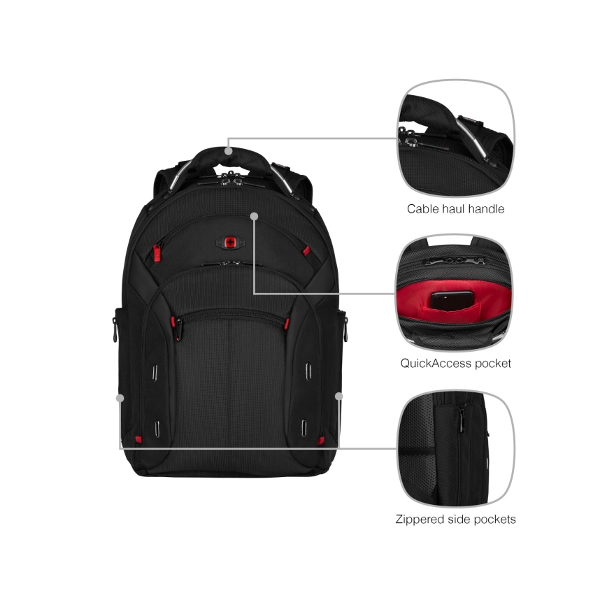 Wenger - Portatīvā datora mugursoma 20 l 15" ar planšetdatora kabatu 10" Gigabyte melna