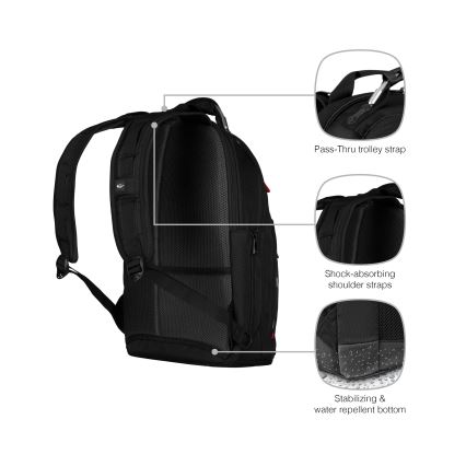 Wenger - Portatīvā datora mugursoma 20 l 15" ar planšetdatora kabatu 10" Gigabyte melna