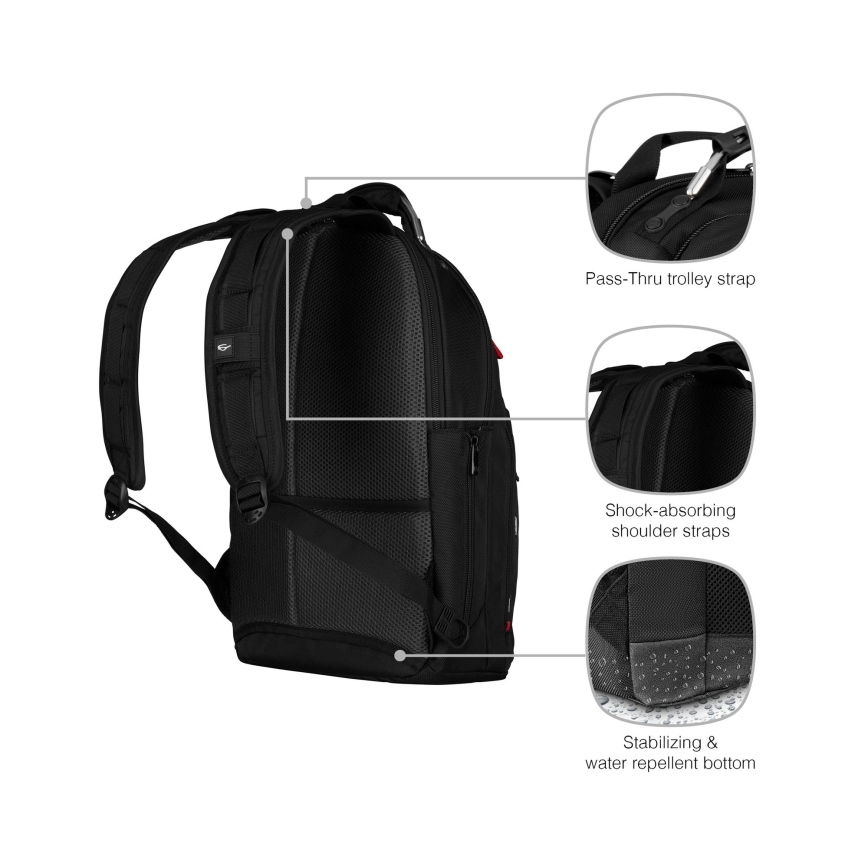 Wenger - Portatīvā datora mugursoma 20 l 15" ar planšetdatora kabatu 10" Gigabyte melna