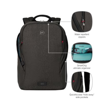Wenger - Portatīvā datora mugursoma 21 l 16" ar planšetdatora kabatu 10" MX Light melna