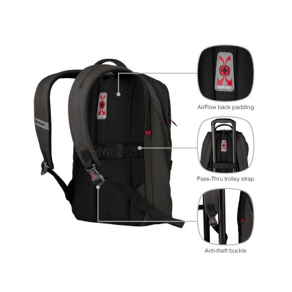 Wenger - Portatīvā datora mugursoma 21 l 16" ar planšetdatora kabatu 10" MX Light melna