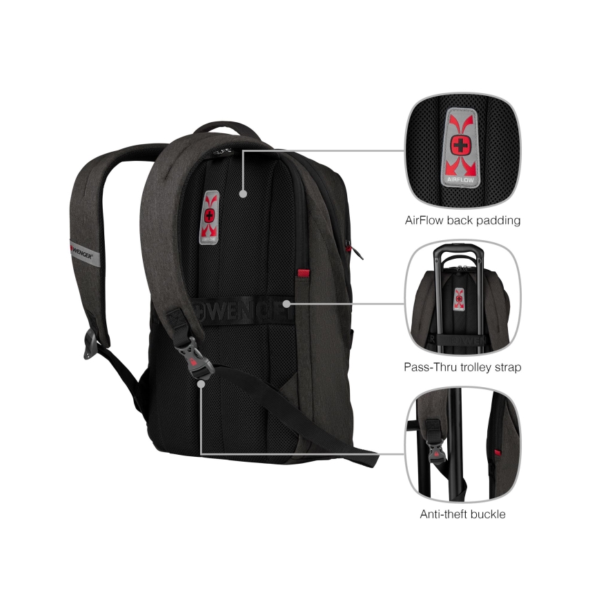 Wenger - Portatīvā datora mugursoma 21 l 16" ar planšetdatora kabatu 10" MX Light melna