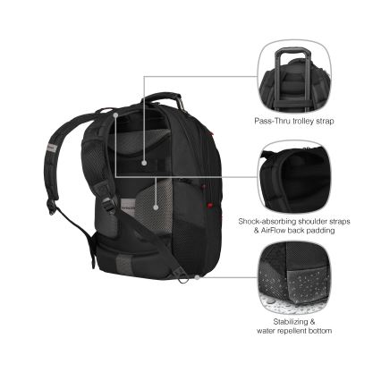Wenger - Portatīvā datora mugursoma 25 l 16" ar planšetdatora kabatu 10" Pegasus Deluxe melna