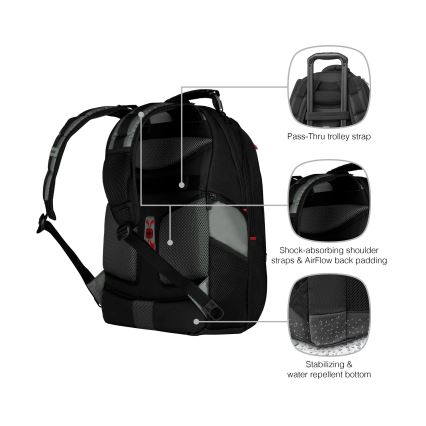 Wenger - Portatīvā datora mugursoma 25 l 17" ar planšetdatora kabatu 12" Pegasus melna/pelēka