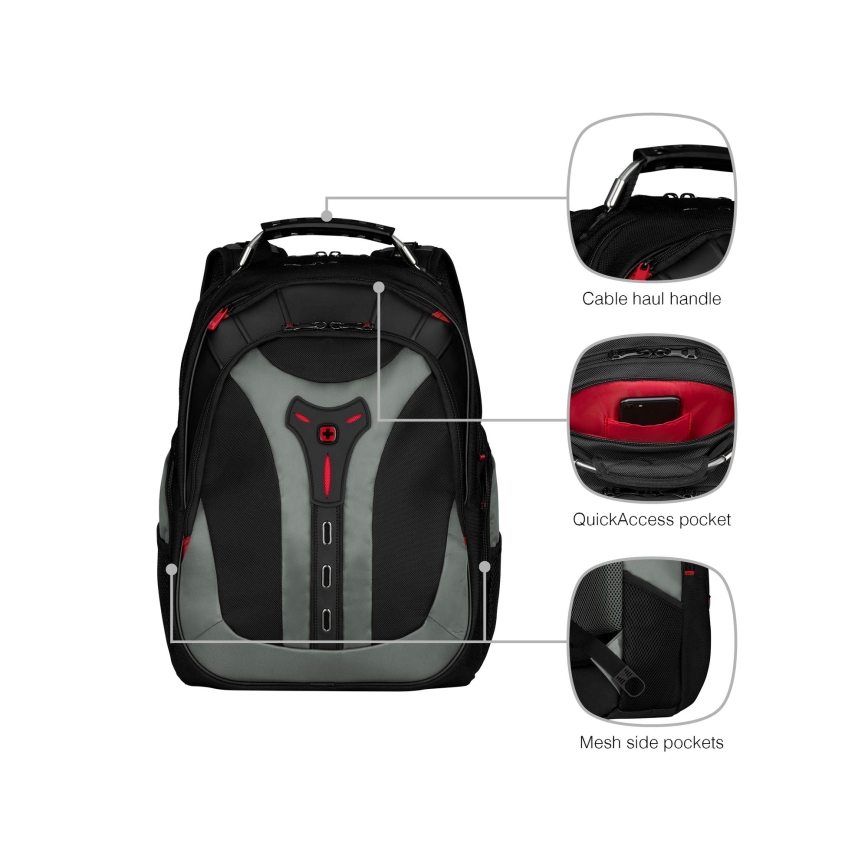Wenger - Portatīvā datora mugursoma 25 l 17" ar planšetdatora kabatu 12" Pegasus melna/pelēka