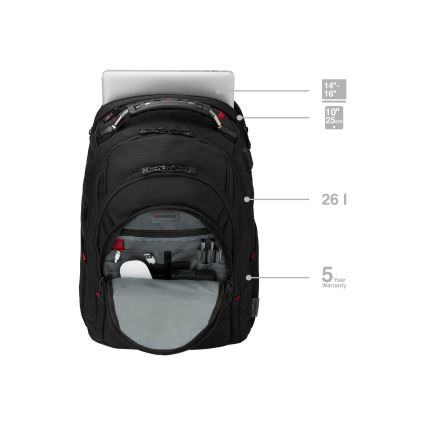 Wenger - Portatīvā datora mugursoma 26 l 17" ar planšetdatora kabatu 10" Ibex Ballistic Deluxe