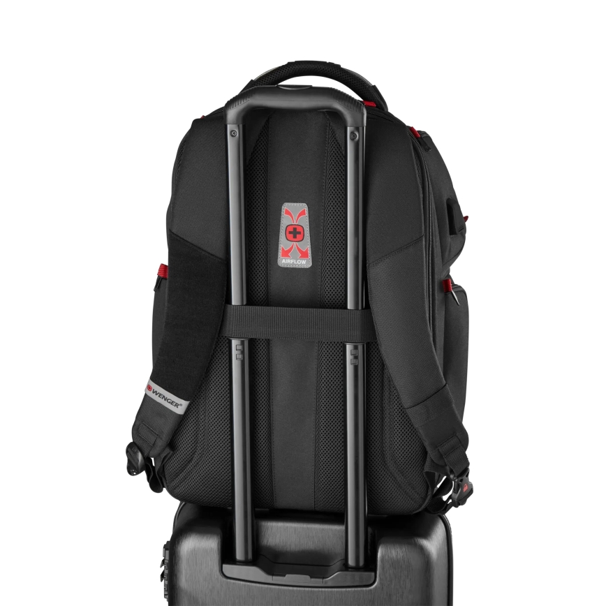 Wenger - Portatīvā datora mugursoma 29 l 17,3'' ar planšetdatora kabatu 12" Atskaņotājs One melna