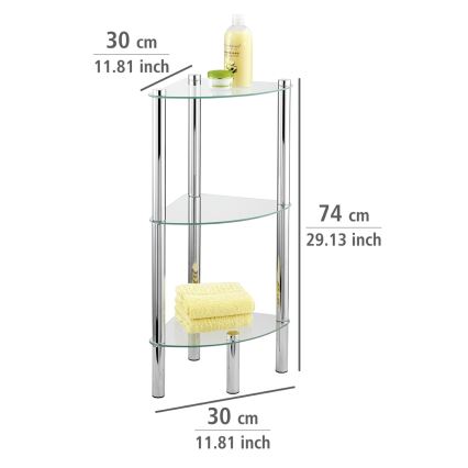 WENKO 15850100 - Plaukts YAGO 30x74 cm, nerūsējošais tērauds/sudraba/caurspīdīgs