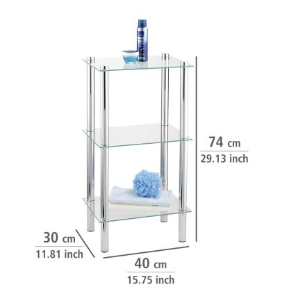 WENKO 15851100 - Plaukts YAGO 40x74 cm sudraba/caurspīdīgs