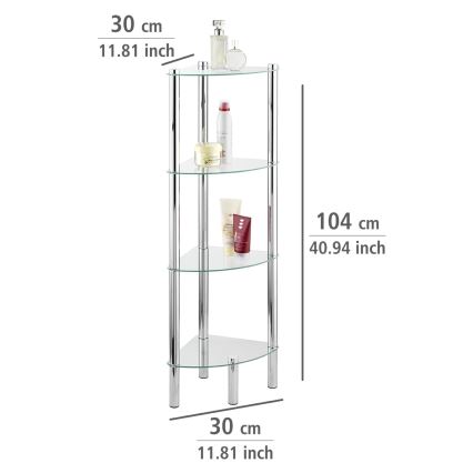 WENKO 15852100 - Plaukts YAGO 30x104 cm nerūsējošais tērauds/sudraba/caurspīdīgs