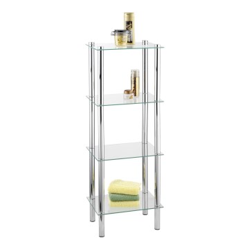 WENKO 15853100 - Plaukts YAGO 40x104 cm, no nerūsējošā tērauda / sudraba krāsā / caurspīdīgs