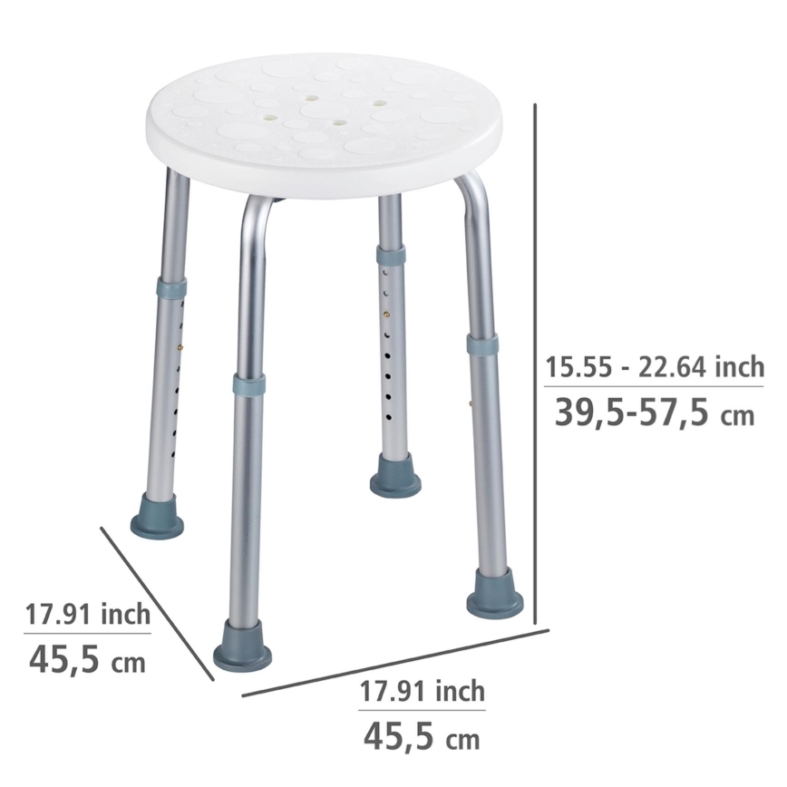 WENKO 1792921100-Taburete SECURA 45,5x45,5 cm balta/sudraba/pelēka