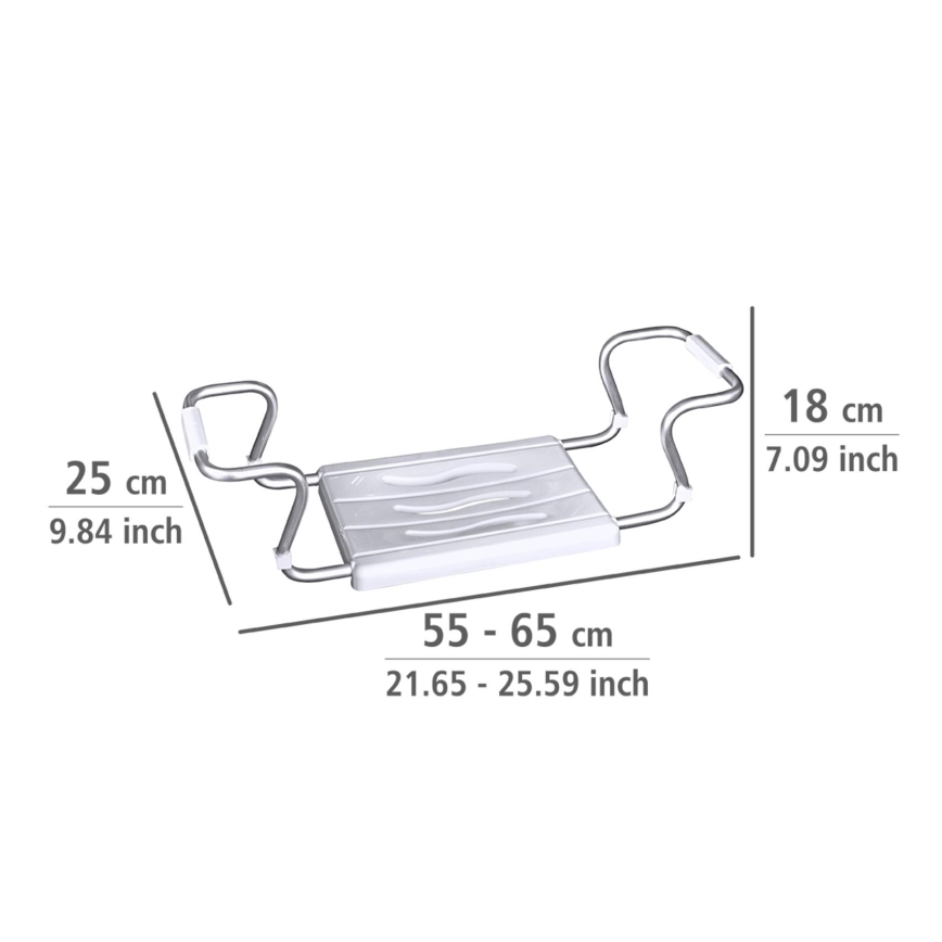 WENKO 17930100-Vannas sēdeklis SECURA 26x18 cm balts/sudraba