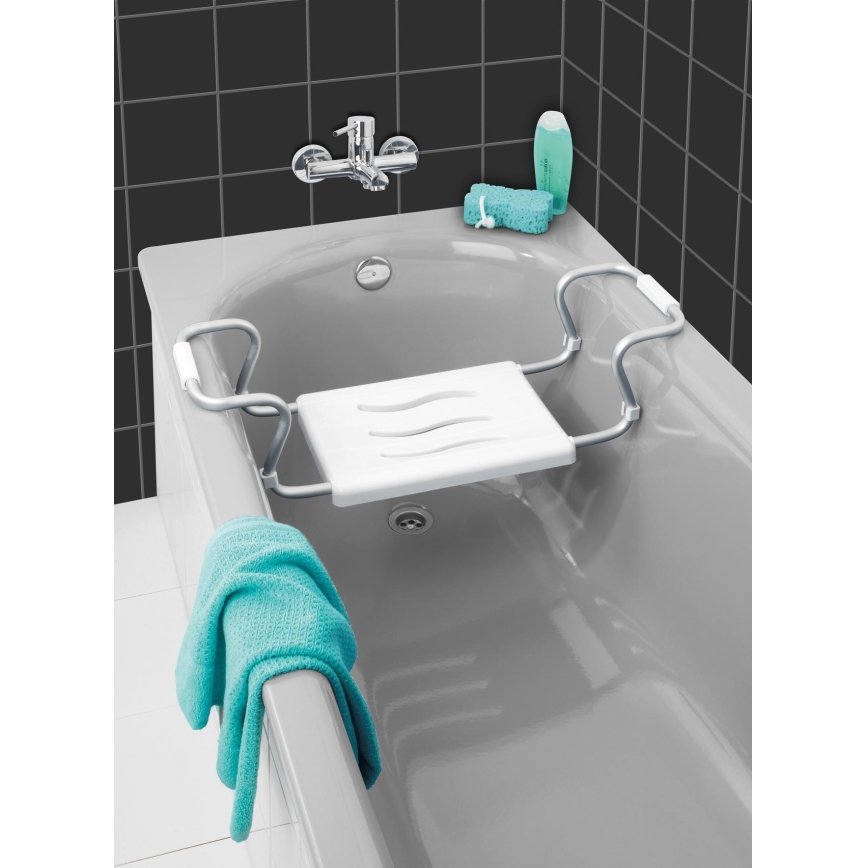 WENKO 17930100-Vannas sēdeklis SECURA 26x18 cm balts/sudraba