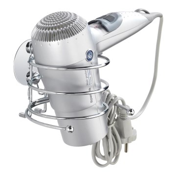 WENKO 18770100-Fēna turētājs TURBO-LOC apaļš, no tērauda, 14x11,5 cm, spīdīgs hroms