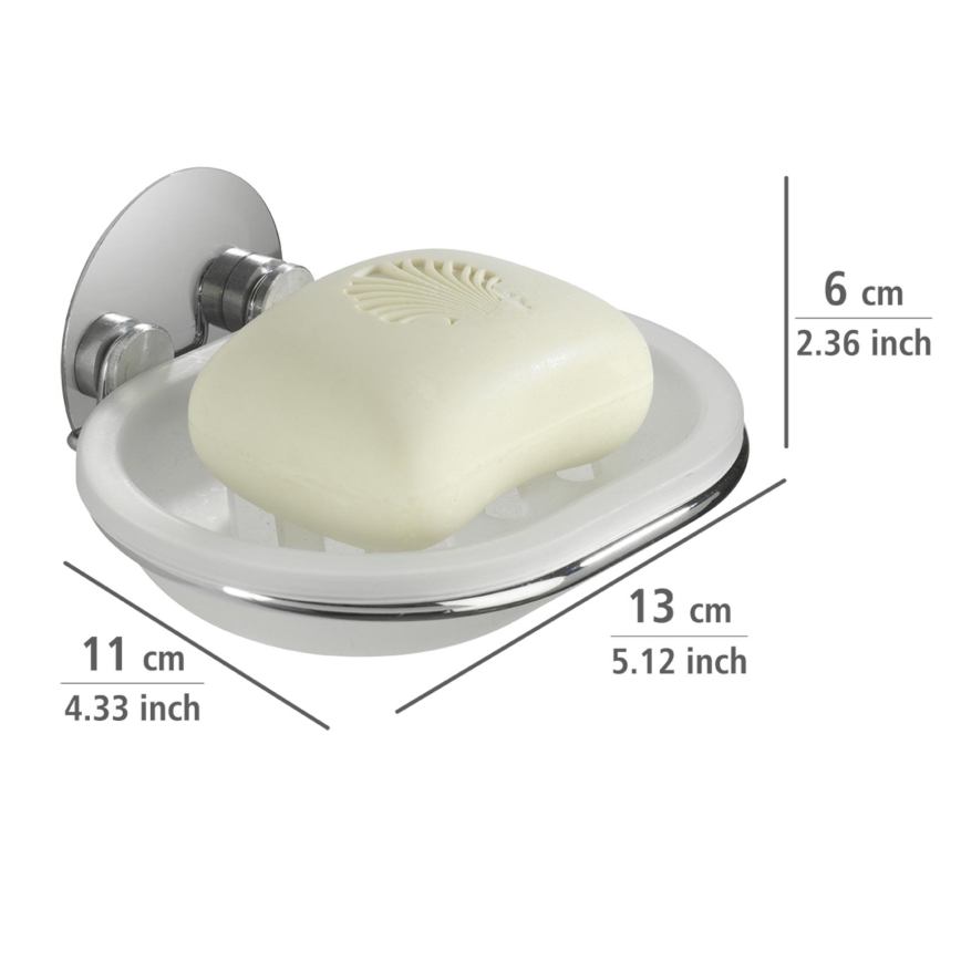 WENKO 18776100-Ziepju trauks TURBO-LOC apaļš tērauda 13x11 cm pulēts hroms/balts
