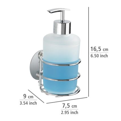 WENKO 18777100 - TURBO-LOC RUND tērauda dozators šķidrām ziepēm, 7,5x16,5 cm, spīdīgs hroms/balts