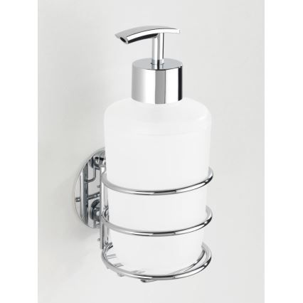WENKO 18777100 - TURBO-LOC RUND tērauda dozators šķidrām ziepēm, 7,5x16,5 cm, spīdīgs hroms/balts