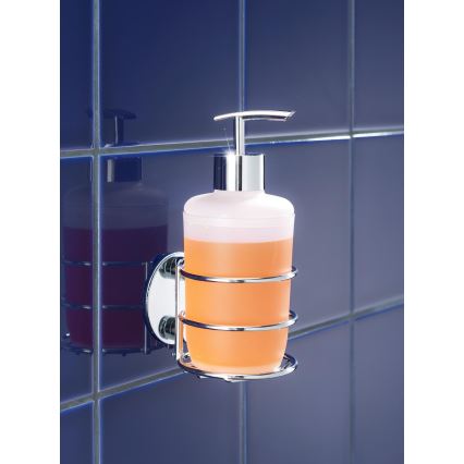 WENKO 18777100 - TURBO-LOC RUND tērauda dozators šķidrām ziepēm, 7,5x16,5 cm, spīdīgs hroms/balts
