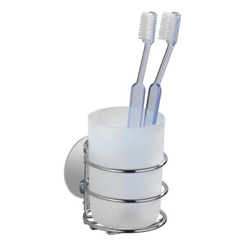 WENKO 18779100-Zobu suku glāzīte TURBO-LOC RUND STAHL 7,5x9 cm spīdīgs hroms/balts