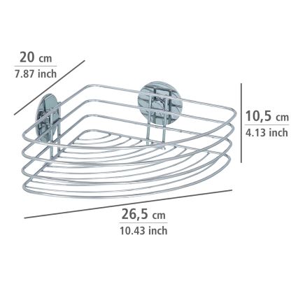 WENKO 18913100-Apaļš TURBO-LOC plaukts no tērauda, 26,5x20 cm, spīdīgs hroms
