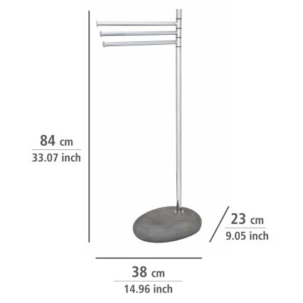 WENKO 19493100 - Dvieļu statīvs PEBBLE STONE 38x84 cm spīdīgs hroms/gaiši pelēks